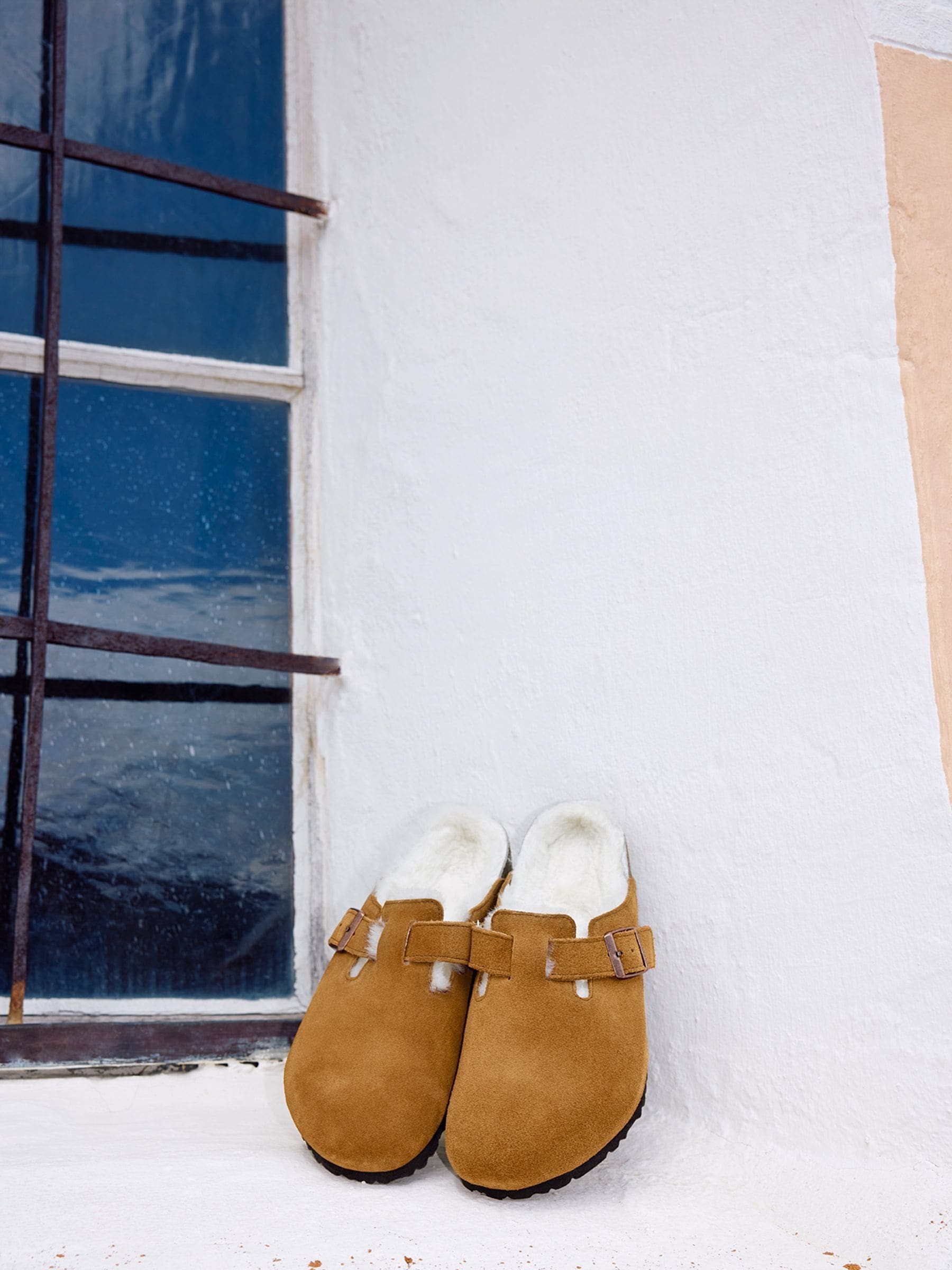 Birkenstock Mink Boston Shearling Suede Clogs