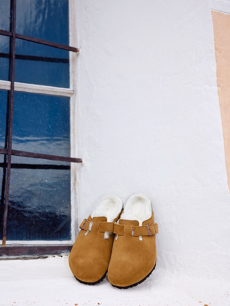 Birkenstock Mink Boston Shearling Suede Clogs - Image 5 of 7