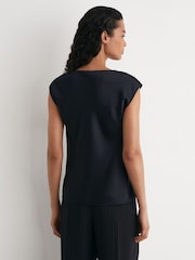 Reiss Navy Cate Silk Cowl-Neck Sleeveless Top - Image 5 of 6