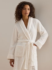 Lauren Ralph Lauren White Short Fleece Robe - Image 4 of 4