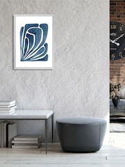 Brookpace Lascelles Blue Leaf II Artwork In White Frame - Image 1 of 3