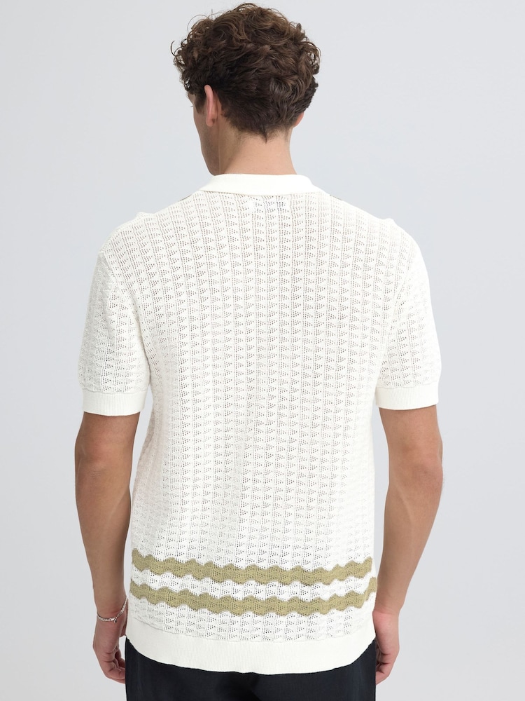 Casual Friday White Holla Short Sleeve Relaxed Knit Shirt - Image 2 of 5