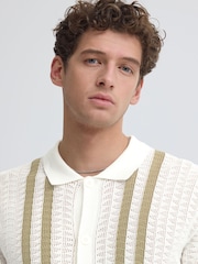 Casual Friday White Holla Short Sleeve Relaxed Knit Shirt - Image 4 of 5