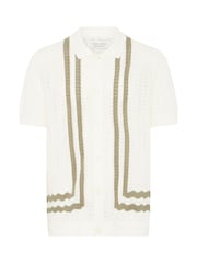 Casual Friday White Holla Short Sleeve Relaxed Knit Shirt - Image 5 of 5
