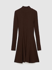 Reiss Chocolate Brown Tilly Cable-Knit Flippy Mini Dress - Image 2 of 6