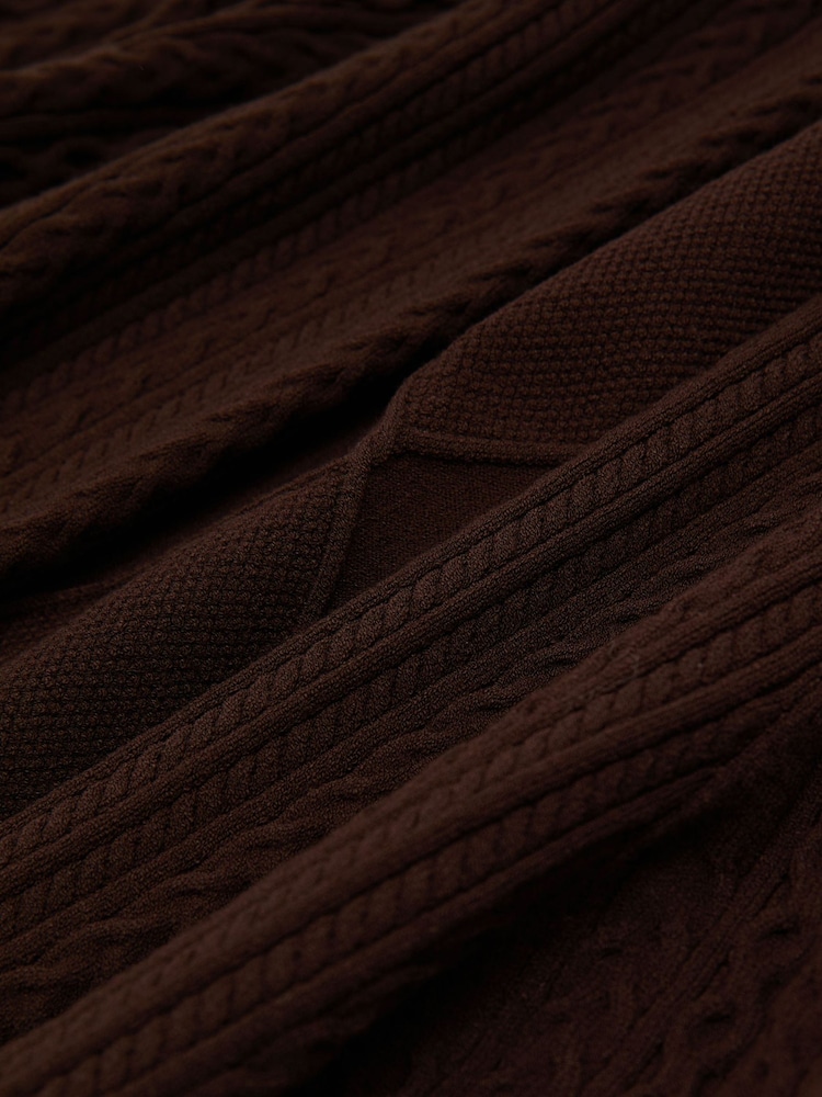 Reiss Chocolate Brown Tilly Cable-Knit Flippy Mini Dress - Image 6 of 6 Reiss Chocolate Brown Tilly Cable-Knit Flippy Mini Dress - Image 6 of 6