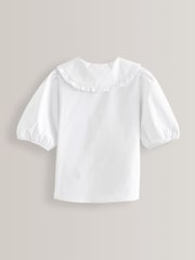 Blanc - Chemise d'écolier en coton de qualité supérieure à col à volants (3-14ans) - Image 7 de 10