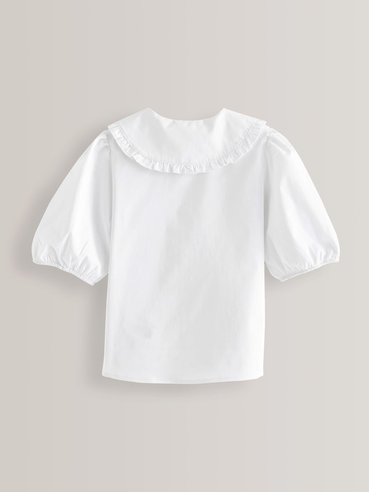 Blanc - Chemise d'écolier en coton de qualité supérieure à col à volants (3-14ans) - Image 7 of 10