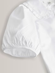 Blanc - Chemise d'écolier en coton de qualité supérieure à col à volants (3-14ans) - Image 9 de 10