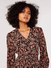 Apricot Black Floral Paisley Midi Dress - Image 5 of 5