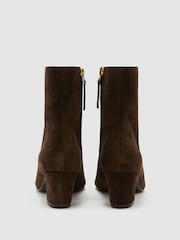 Reiss Chocolate Nicole Leather Pointed-Toe Low-Heel Ankle Boots - Image 4 of 5
