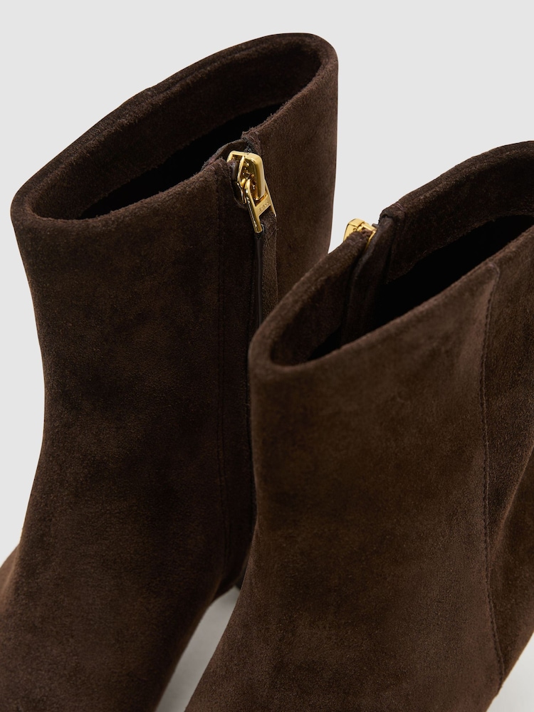 Reiss Chocolate Nicole Leather Pointed-Toe Low-Heel Ankle Boots - Image 5 of 5 Reiss Chocolate Nicole Leather Pointed-Toe Low-Heel Ankle Boots - Image 5 of 5