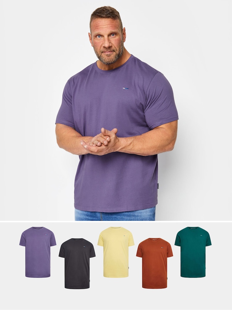BadRhino Big & Tall Grey 100% Cotton Short Sleeve T-Shirts 5 Pack - Image 1 of 8
