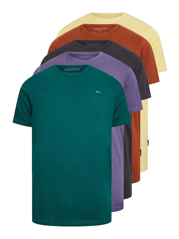 BadRhino Big & Tall Grey 100% Cotton Short Sleeve T-Shirts 5 Pack - Image 8 of 8