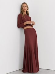 Reiss Rust Orange Margo Jersey Maxi Skirt - Image 1 of 6