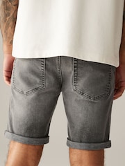 Grey Skinny Fit Stretch Denim Shorts - Image 3 of 8