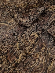 Reiss Black/Gold Charlotte Silk-Georgette Paisley Tie-Neck Blouse - Image 7 of 7