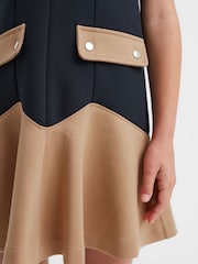 Reiss Navy Fion 9-14 yrs Contrast Flared Dress - Image 4 of 6