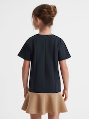 Reiss Navy Fion 9-14 yrs Contrast Flared Dress - Image 5 of 6