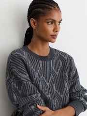 Grigio - Maglione Reiss Leah in jacquard di lana e cashmere - Immagine 1 di 7