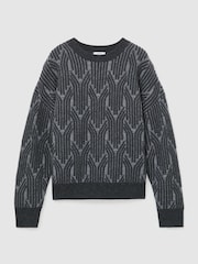 Grigio - Maglione Reiss Leah in jacquard di lana e cashmere - Immagine 2 di 7