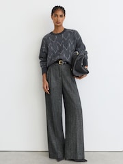 Grigio - Maglione Reiss Leah in jacquard di lana e cashmere - Immagine 3 di 7