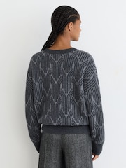 Grigio - Maglione Reiss Leah in jacquard di lana e cashmere - Immagine 6 di 7