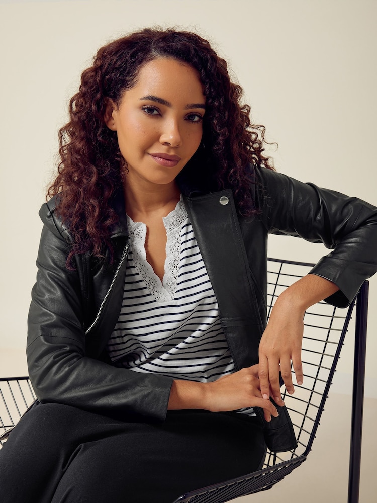 M&Co Black Leather Jacket - Image 1 of 5