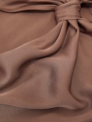 Reiss Taupe Brown Paige Satin Asymmetric Draped Maxi Dress - Image 7 of 7