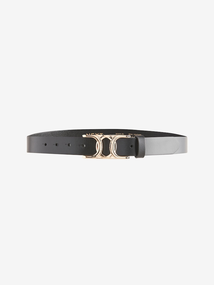 Czarny - Regular Statement Buckle Leather Belt - Image 3 of 4