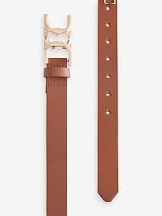 Tan Brown Regular Statement Buckle Leather Belt - Image 8 of 8