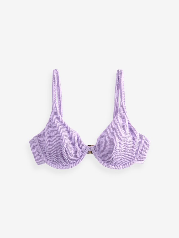 Flieder/Violett mit Crinkle-Effekt - Unwattiertes Bügel-Bikinioberteil - Bild 6 von 6