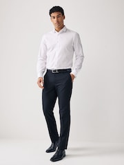 White Regular Fit Double Cuff Easy Care Textured Smart Shirt - Image 2 of 8