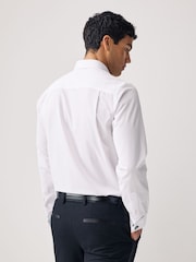 White Regular Fit Double Cuff Easy Care Textured Smart Shirt - Image 3 of 8