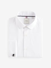 White Regular Fit Double Cuff Easy Care Textured Smart Shirt - Image 6 of 8