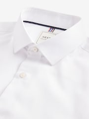 White Regular Fit Double Cuff Easy Care Textured Smart Shirt - Image 7 of 8