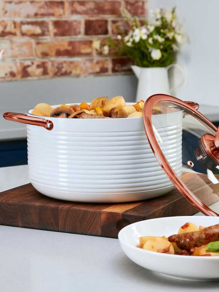 Tower White White And Rose Gold 24cm Casserole Pot - Image 4 of 4