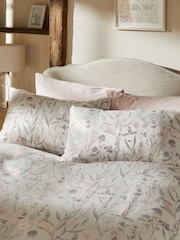 Pink Floral Jacquard Duvet Cover and Pillowcase Set - Image 2 of 3