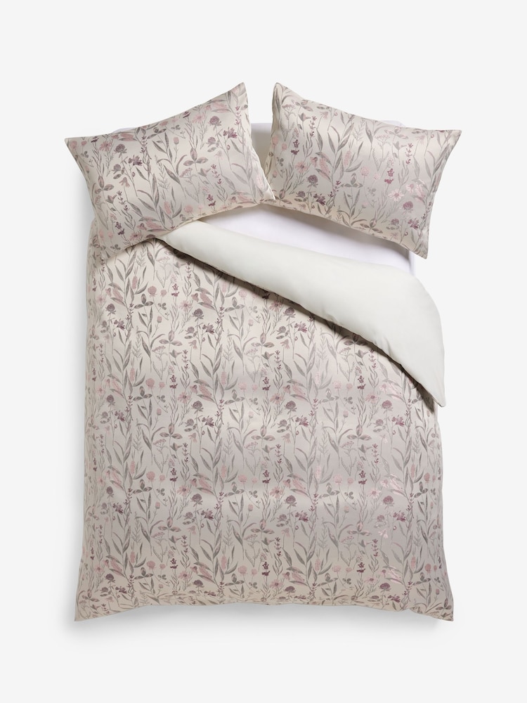 Pink Floral Jacquard Duvet Cover and Pillowcase Set - Image 3 of 3