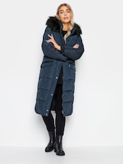 M&Co Blue Faux Fur Trim Padded Coat - Image 1 of 4