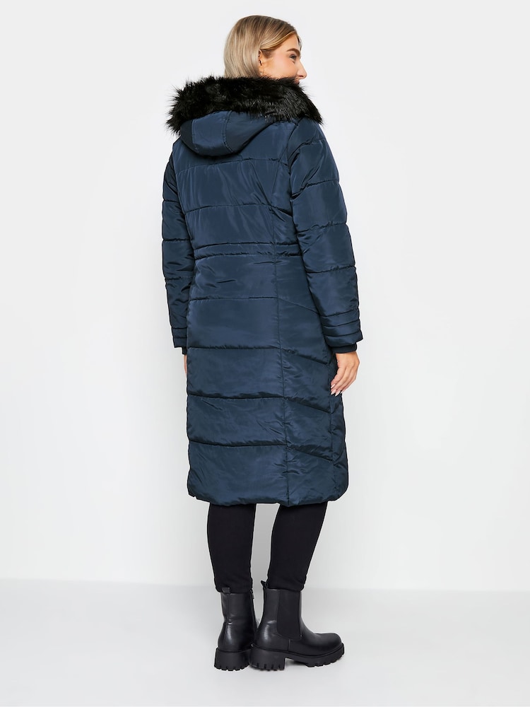 M&Co Blue Faux Fur Trim Padded Coat - Image 2 of 4
