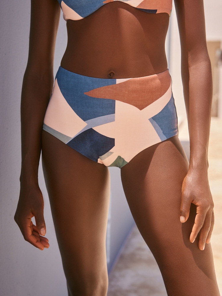 Blue Abstract High Waist Bikini Bottoms - Image 1 of 8 Blue Abstract High Waist Bikini Bottoms - Image 1 of 8