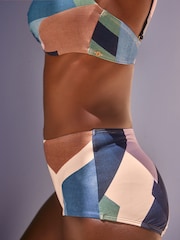 Blue Abstract High Waist Bikini Bottoms - Image 7 of 8