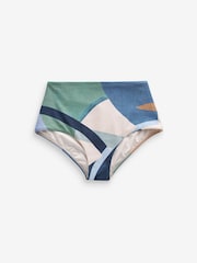 Blue Abstract High Waist Bikini Bottoms - Image 8 of 8
