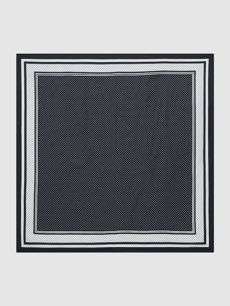 Reiss Navy Pollie Silk Polka-Dot Square Scarf - Image 2 of 6