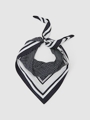 Reiss Navy Pollie Silk Polka-Dot Square Scarf - Image 3 of 6