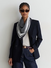 Reiss Navy Pollie Silk Polka-Dot Square Scarf - Image 5 of 6
