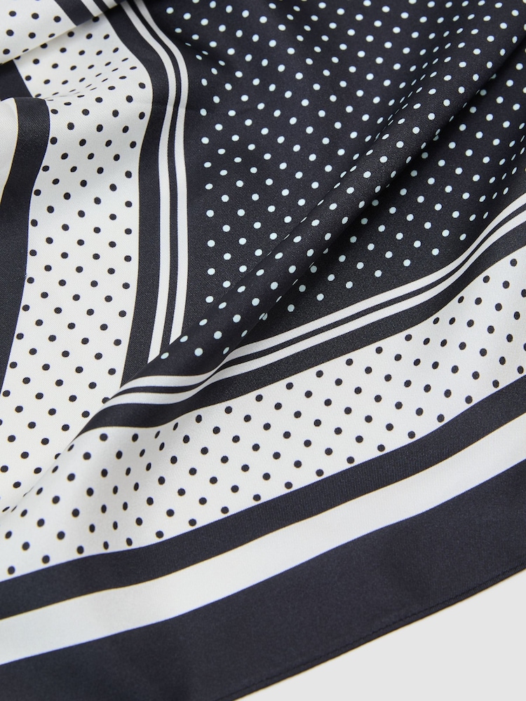 Reiss Navy Pollie Silk Polka-Dot Square Scarf - Image 6 of 6