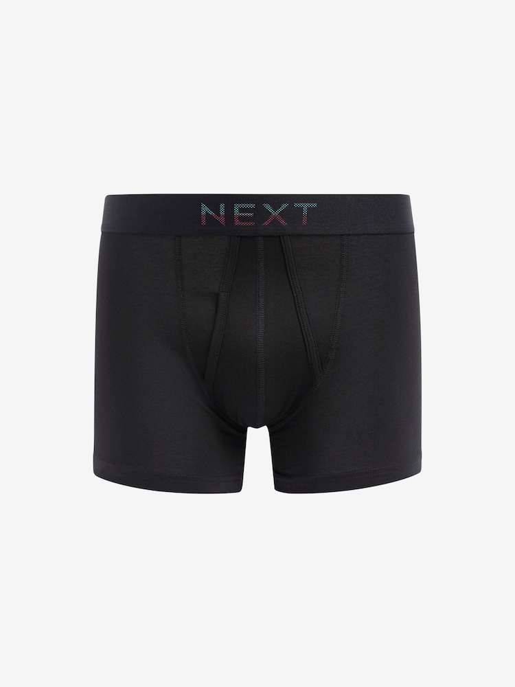Noir Bright Point Waistband - Paquet 4 - Boxer riche en coton sur le devant - Image 3 of 6