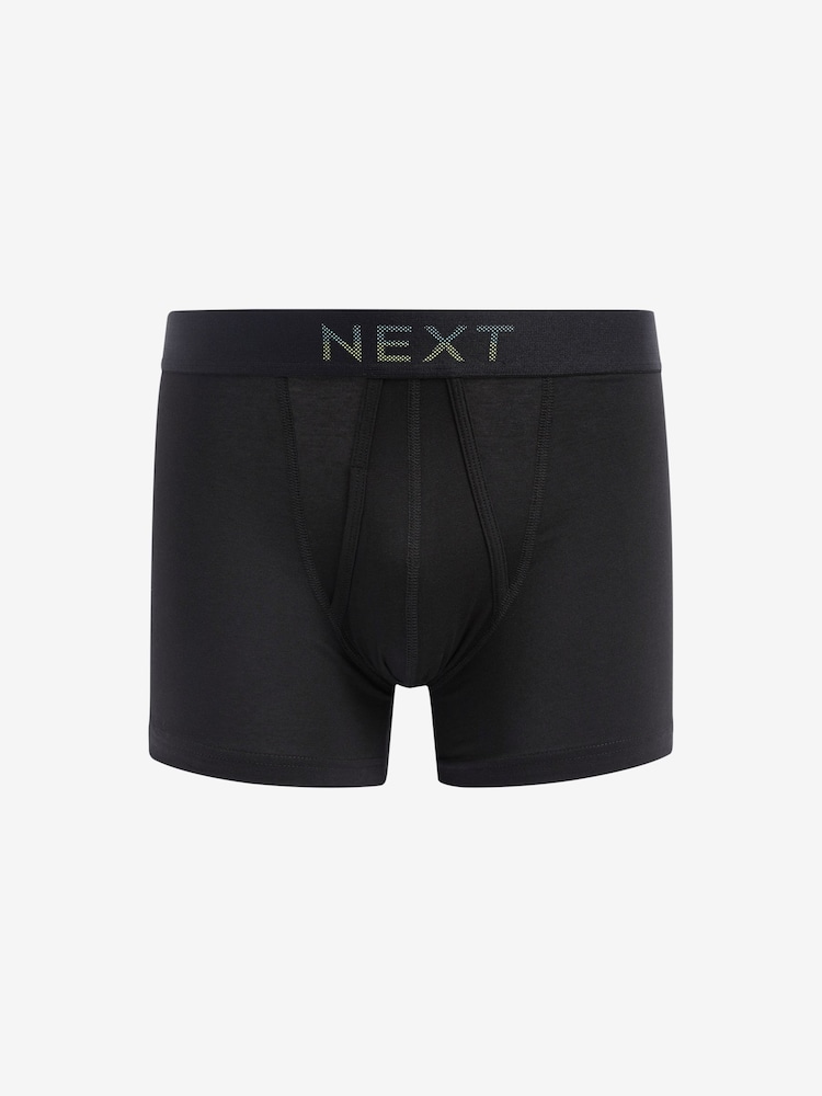 Noir Bright Point Waistband - Paquet 4 - Boxer riche en coton sur le devant - Image 4 of 6